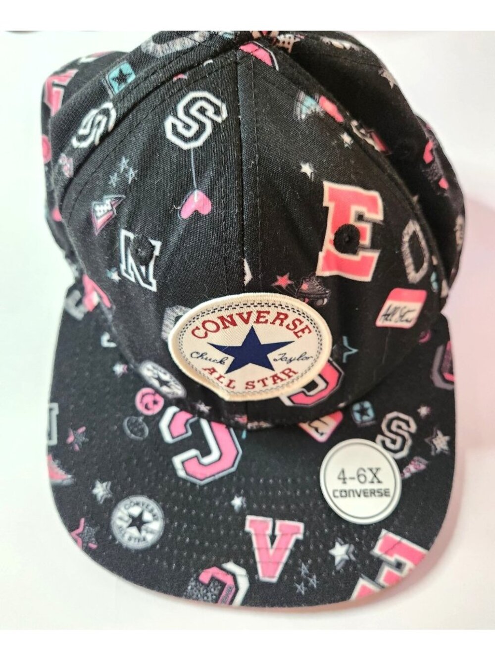 Converse Hat All Star Kids Cap 4-6X Black Pink Adjustable Snapback